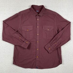 UNTUCKit Button Down Shirt Mens XL Burgundy Cotton Dual Pocket Long Sleeve